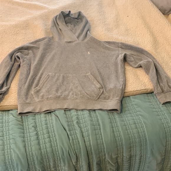 Polo Ralph Lauren grey velour sweatsuit hoodie size s p and pants size xs tp - Picture 2 of 10